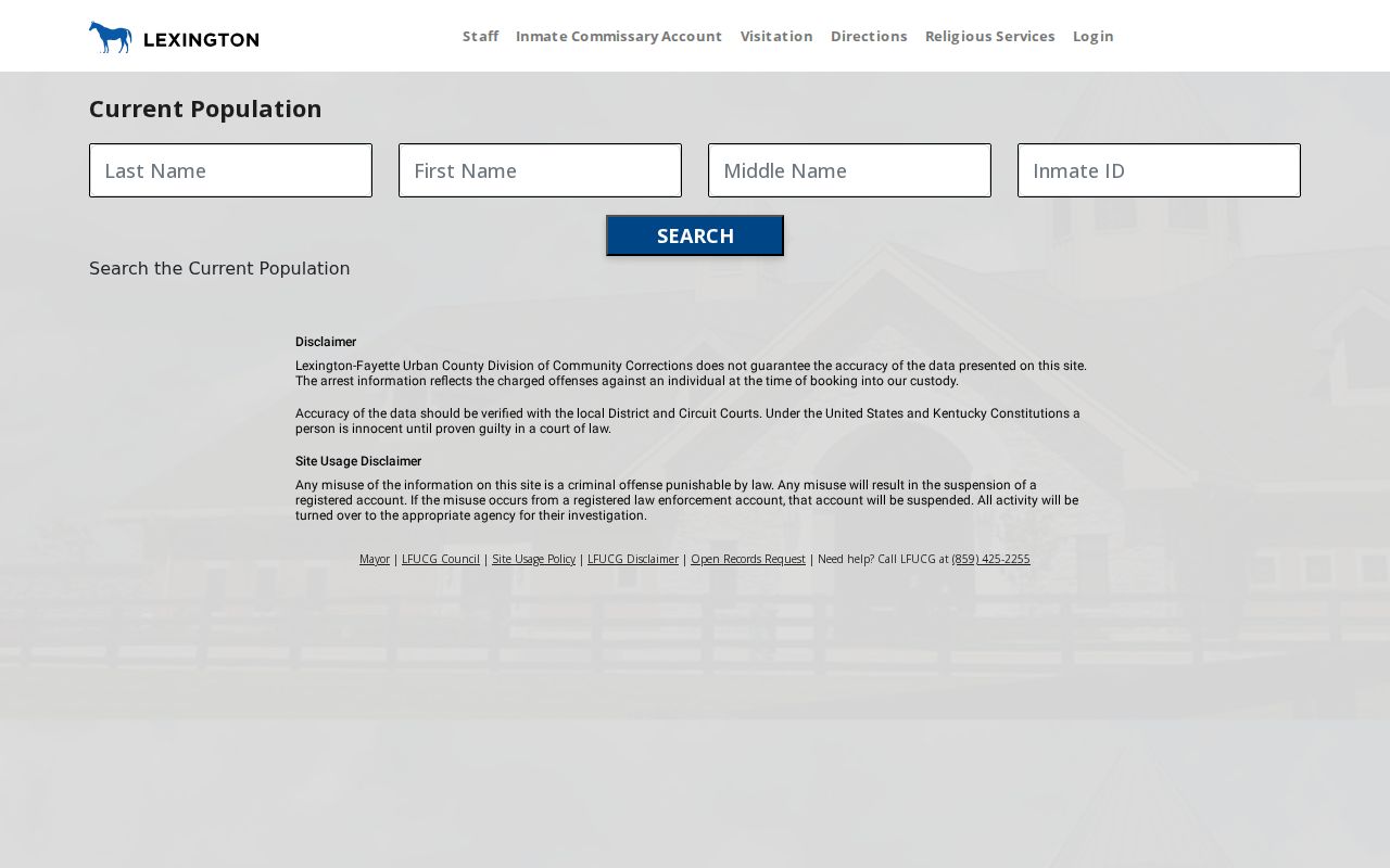 Fayette County current jail population mugshot search fields